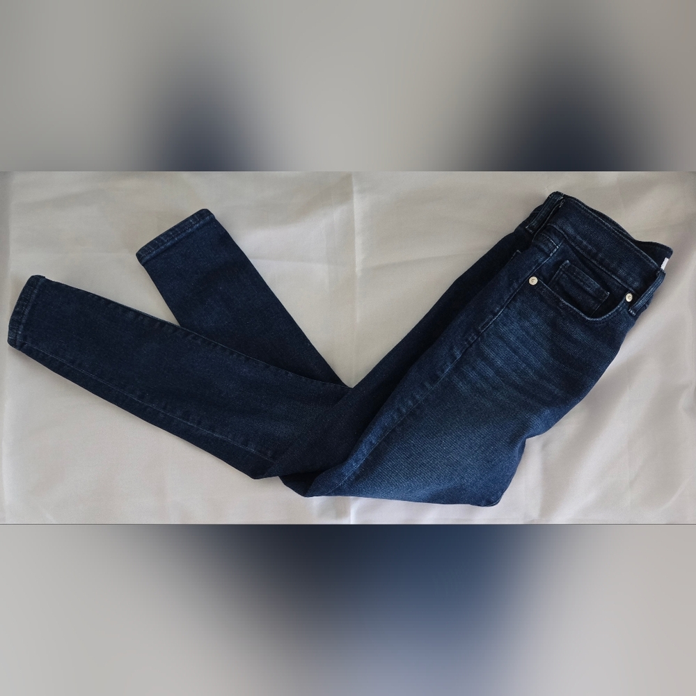 Loft Button Fly High Rise Skinny Jeans Dark Wash Sz 0 Euc